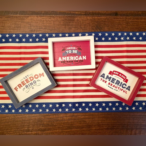 Patriotic Tier Tray Set Of 3, Let Freedom Ring & Proud To Be An American Signs - Picture 6 of 16